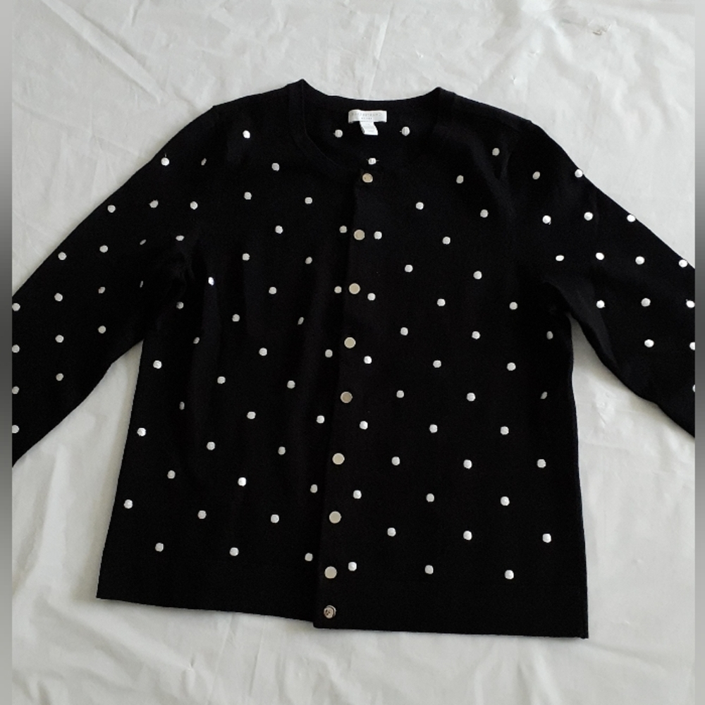 Woman's Long Sleeve Sweater w/Silver polkadots..New
